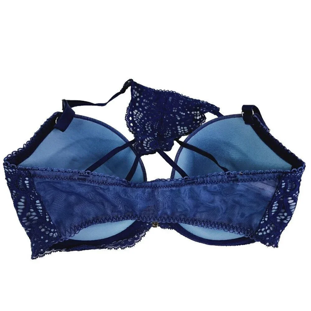 Victoria Secret Bras Size 32DDD Dream‎ Angels Lined Demi Blue Front Closure Lace